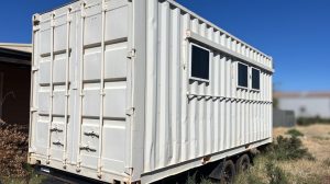 Side view of converted 20ft container accommodation unit custom 6 MAN accommodation​